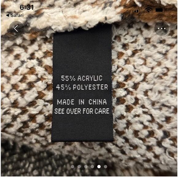 FORTUNE‎ + IVY LONG OPEN FRONT SOFT CARDIGAN BROWN MULTI STRIPED POCKETS L NWOT - Picture 5 of 8